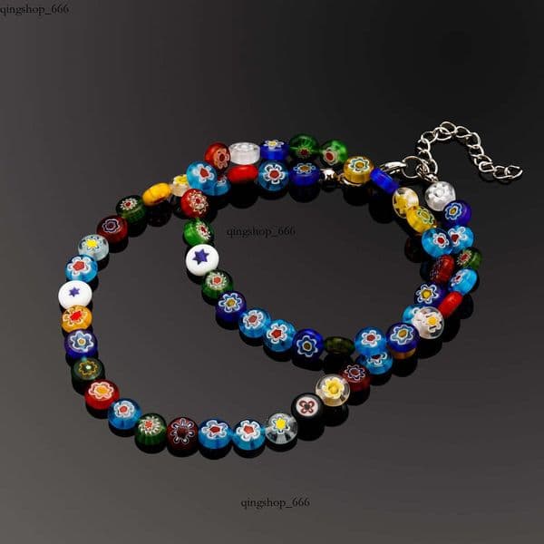Jewelry INS Hot-Selling Fashion Versatile Colorful Glass Beaded Daisy Necklace Vintage Bracelet Jewelry
