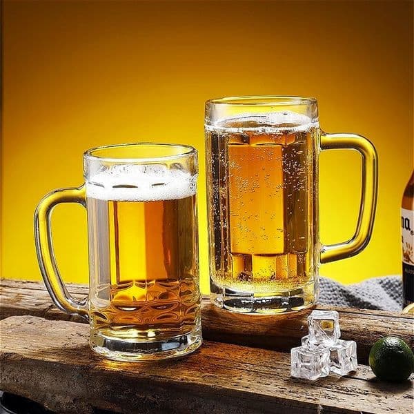 Wheat Beer Glass with Handle Transparent Thick Bottomed Beer Glass Water Bottle Party Juice Beverage Cups Classic Tea Mug 260413
