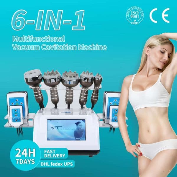 Ace Ace 6 In 1 RF 40Khz Cavitation Body Slimming Skin Tightening Face Lifting Machine Cavitation Vacuum System Physiotherapy Dredging Lymph Detox Devic