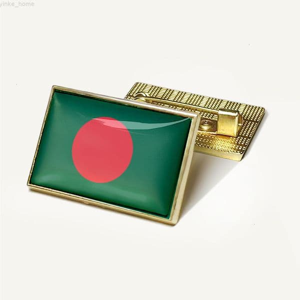 Pin Bangladesh Flag Rectangular Badge Brooch Crystal Drip Glue Flag Badge National Flag Laple Pins