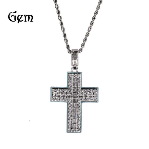 Moissanite Jewelry Hip Hop Accessories Personality Luminous Cross Inlaid Moissanite Pendant Necklace for Men Cool Versatile Jewelry