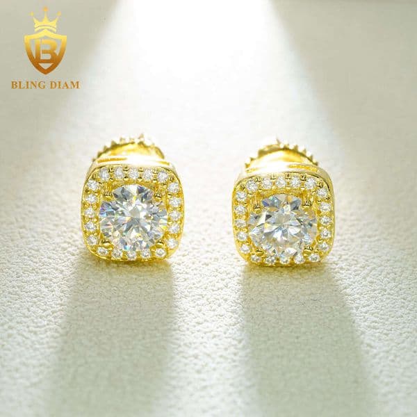 INS New HotSelling S925 Silver Inlaid 5.0 Moissanite Square Wholesale Supply Simple Stud Earrings