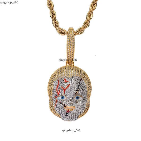 Horror movie Chucky pendant new Jewelry Hip Hop trendy micro-inlaid Moissanite necklace accessory