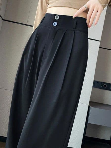 Women's Pants Elegant Wide Leg Women Korean Style High Waist Black Baggy Office Ladies Fashion Loose Suit Trousers Streetwear