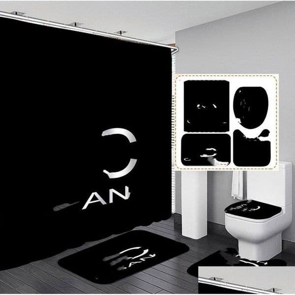 Designer Shower Curtains New Designer Trendy Waterproof Ins Toilet h Seat Cushion Carpet Bath 4 Pieces Set Bathroom Accessories Wholesale Drop D Ot2vs B5 Free 88