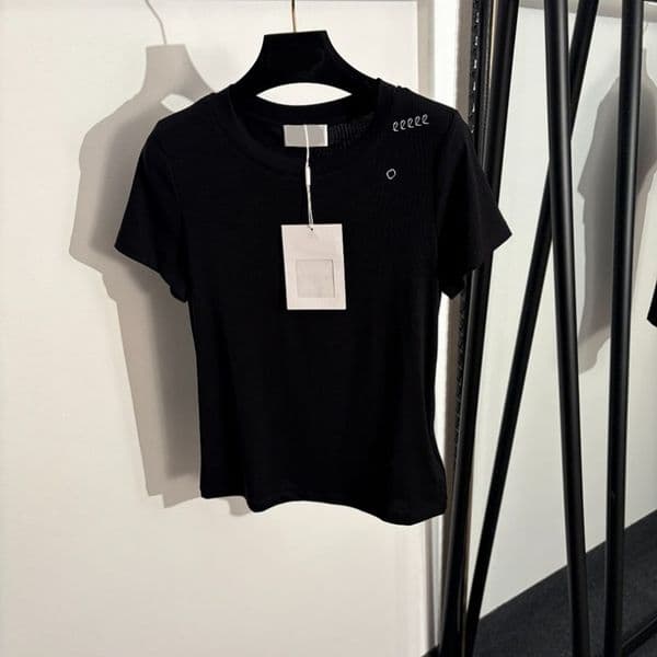 Fitted Cotton Embroidery Shirts Women Designer Classic Thin Short Sleeved Tees Summer Breathable Daily Outfits Tee