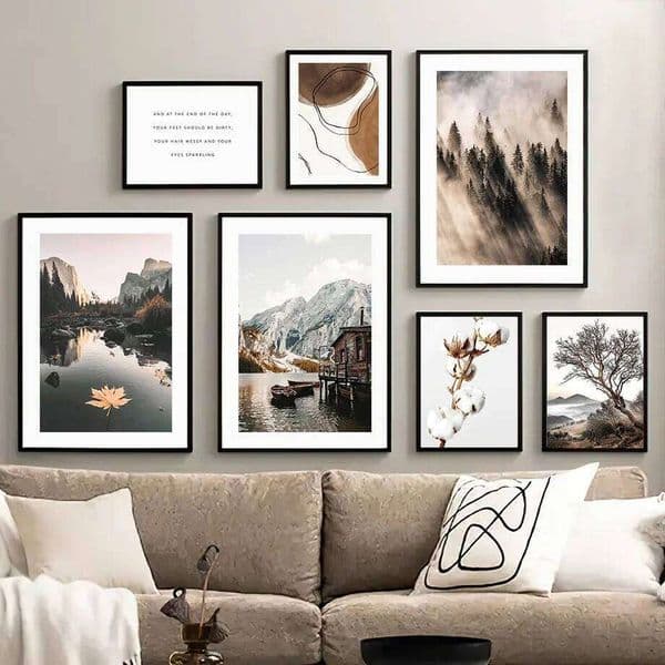 Art Mural Canvas Painting Snow Forest Hill Leaves Cotton Abstract Nordic Posters And Prints Wall Pictures Living Room Decor 26H0415