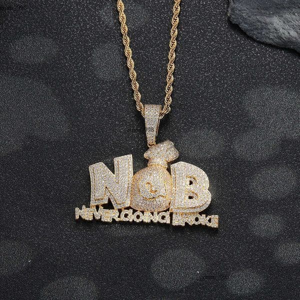European and American jewelry cross-border dollar money bag hip-hop personalized pendant full of zirconia trendy hiphop men's necklace accessory