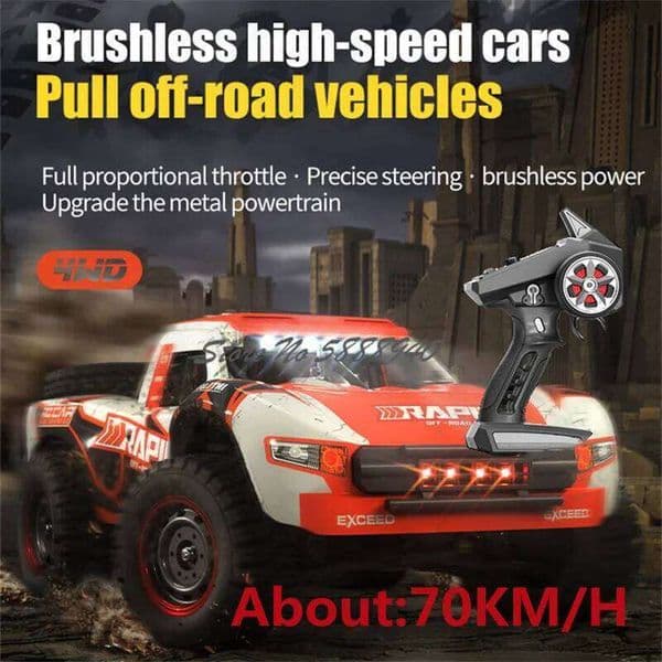 70KM/H Brushless Remote Control 4WD High Speed Drift Racing Vehicle Spring Damping Highlight LED Climbing Off-Road RC Car 26H0415