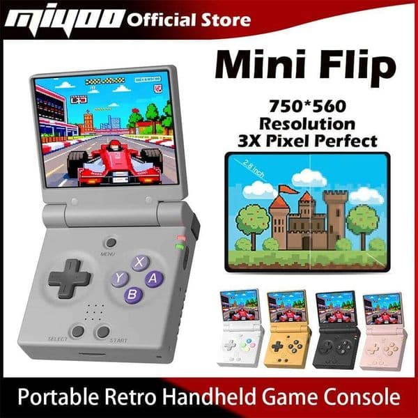 MIYOO Mini Flip Retro Handheld Console 2.8''IPS Screen Portable Video Game Consoles Classic Gaming Players Nostalgic Gift 26Y0415