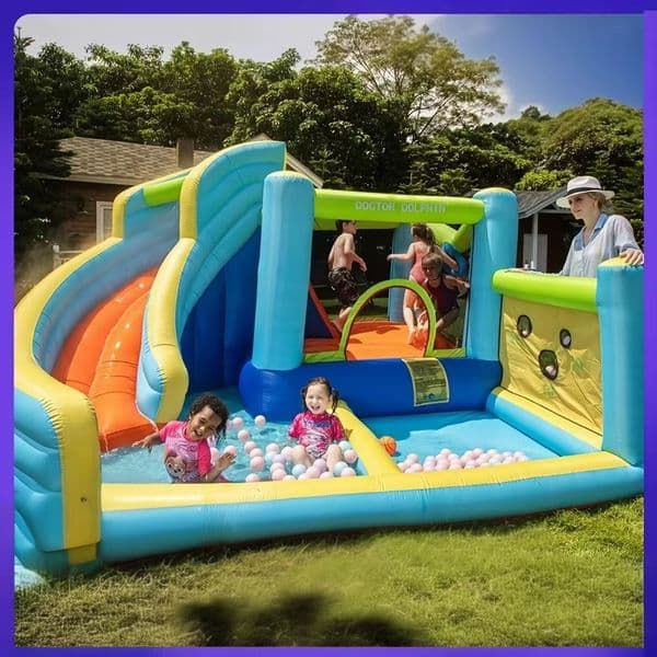 wholesale Commercial Colorful Inflatable Bounce House With Pool For Kids Backyard Water Slide Combo Jumping Bouncer Outdoor