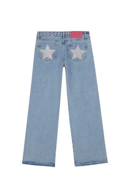 Vintage Jeans Women High Waisted Denim Pants Five Pointed Star Print Harajuku Strt Baggy Casual Straight Leg Trousers Y2K L260414