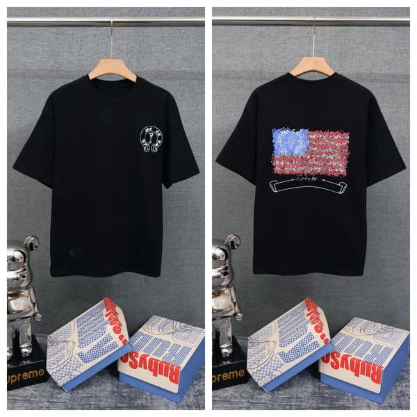 Designer chrom shirt Men T Shirts Loose Oversize Tees Apparel Fashion Tops Mans Casual Chest Letter Shirt Luxury Street Shorts Sleeve Clothes t shirts