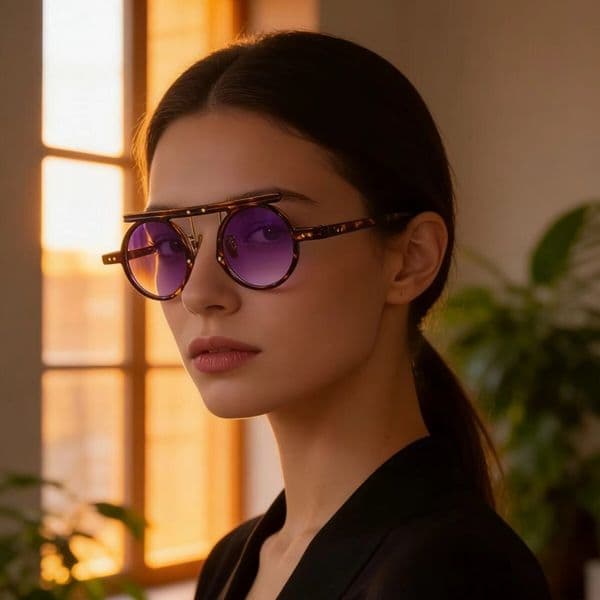 street style punk ins personalized eyebrow trendy round-frame sunglasses for fashionistas, hip-hop men and women