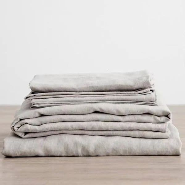 3PCS 100 Washed Linen Sheet Set Natural Flax Bed Sheets 2 Pillowcases Breatherable Soft Farmhouse Bedding Bedsheet Flat w260410