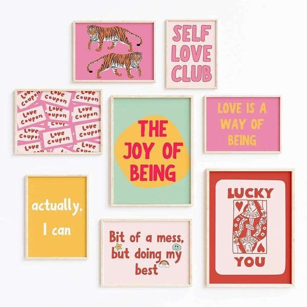 Funny Colorful Retro Vibrant Colors Prins Eclectic Wall Art Girls Trendy Posters College Self Love Club Dorm Room Decor Murals 26H0415