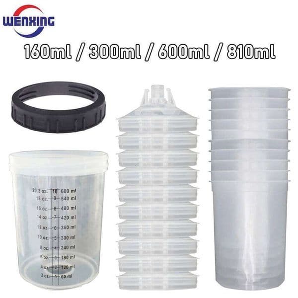 10Pcs Mixing H/O Quick Spray Gun Tank 160ML/300ML/600ML/810ML Disposable Paint Cup
