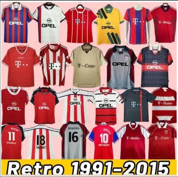 Retro MATTHAUS BAYERNS soccer Jersey1993 95 96 97 98 99 2000 04 05 10 11 12 13 14 15 17 18 ROBBEN LAHM MULLER JAMES LEWANDOWSKI KLINSMANN Munichs classic