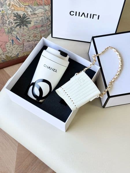 top quality fashion classic letter logo ceramic thermos cup designer luxury mug coffee cup vintage water cup water cup with Genuine leather chain cup cover gift box