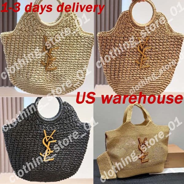 Top quality tote bag beach bag straw bag Designer Bags 2026 Trends Shoulder Handbag Purse Ladies raffia grass icare Crossbody Bag High quality genuine leather bag 005