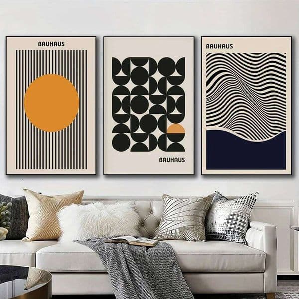 Bauhaus Style Minimalist Geometric Wall Art Prints Modern Black Line Canvas Painting Home Living Room Decoration Unframed 26H0415