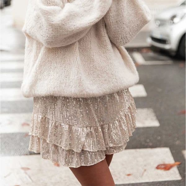 Glitter Ruffle Shorts for Women Y2K Harajuku Gothic Hip Hop Retro Sequin Baggy Short High Waist Slim Mini Shorts Streetwear 260414BJ