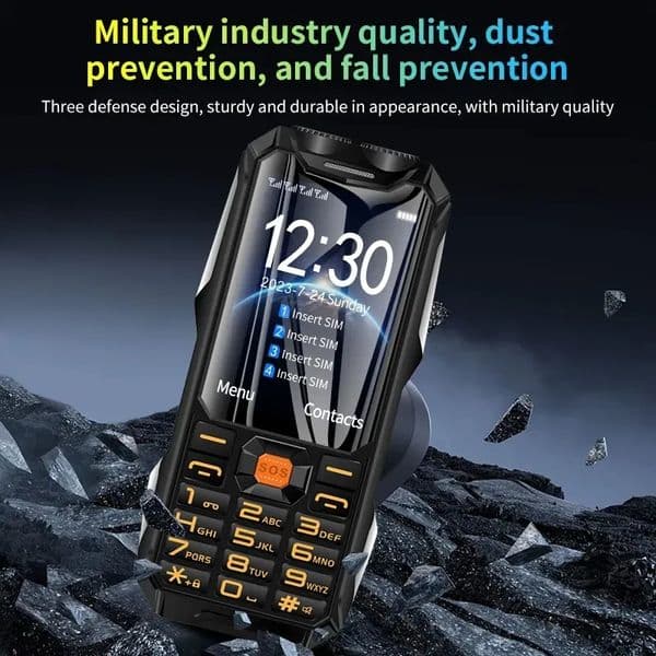 Unlocked 4 sim card Rugged Mobile Phone Outdoor Loud Sound Flashlight Torch Large Battery Long Standby Speed Dial Big Button Cellphone For Old Men