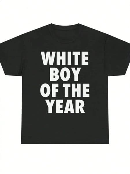 WHITE BOY OF THE YEAR T Shirts Print Short Sleeve T-shirt Retro Casual Streetwear Vintage Tee Fashion Top Unisex 260414BJ