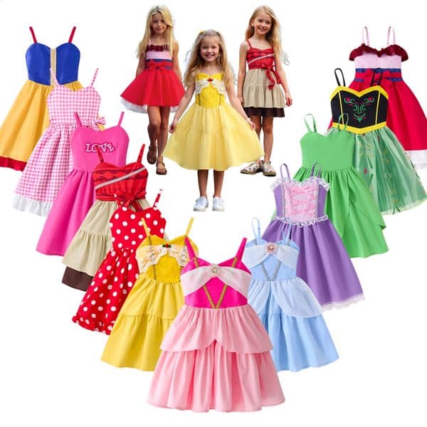 Children Baby Girls Lace Up Sling Summer Dress Princess Sleeveless Suspenders Dresses For 110 Years Cool Ventilated Kid Clothes 260414