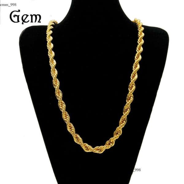 Men's Hip Hop Gold-Plated Moissanite Jewelry Fashion High-End Feel 1cm Thick Braided Necklace Twist Rope Chain Wholesale
