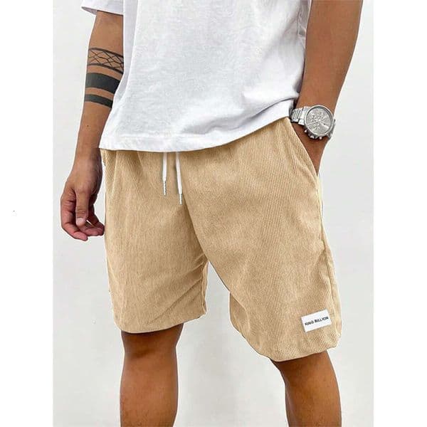 Summer Men Corduroy Sweatpants Casual Shorts Mens Beach Basketball Short Trousers Solid Color Label Sportswear 260403BJ