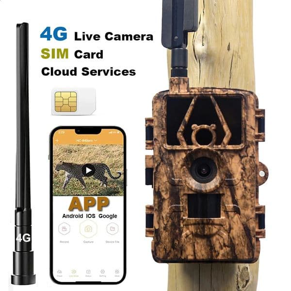 4G LTE HD Live Video Cellular Trail Camera 60MP 8K APP Wireless Cloud Service Hunting Outdoor Farm Wildlife Cam with SIM Card 260413