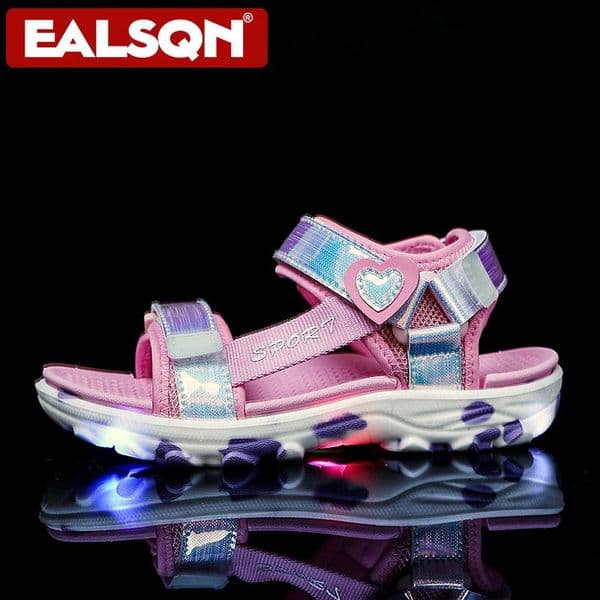 Princess Girls LED Sandals Childrens Toddler Sports Beach blue Girls Soft Shining Shoes Outdoor Soft Anti-Slip LED Shoe 260414J260520