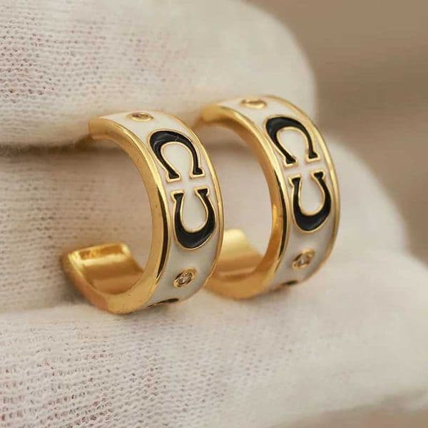 New Sight Design Oil Painting C Shaped Stud Earrings for Women Fashion Brand Jewelry Classic Earrings L260415