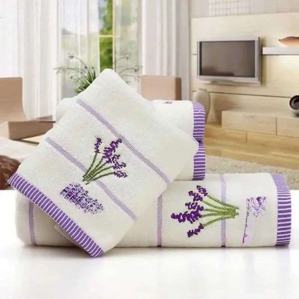 High Quality Bath Towel Cotton Embroidery Lavender Aromatherapy Soft Hand Face Sheet Set 34 X 74Cm S2642{Category} B2