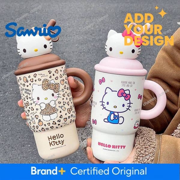 1Pc Hellokitty Stainless Steel 650Ml Cute Thermos Portable Straw Cup For Going Out Luxury Goods
