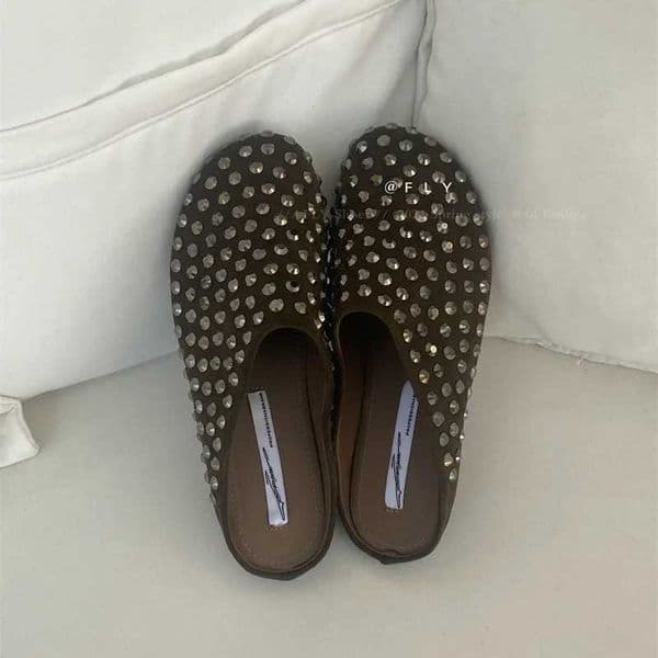 Summer Women Punk Slippers Shoes Metal Charms Black PU Mules Outdoor Platform Modern Slippers Casual Shoes For Female T260414