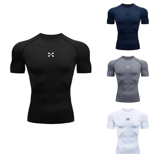 Compression T Shirt Men Summer Sportswear Running Tshirt Elastic Quick Dry Sport Tops Tee Athletic Gym Workout Shirts y260414