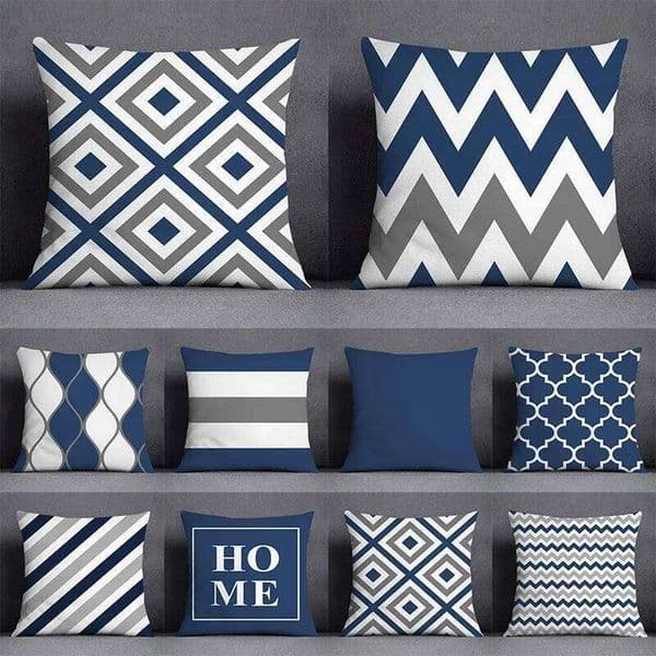 45x45CM Cover Geometric Pattern Polyester Blue Grey Pillowcase Upholstery Sofa Cushion Throw Pillow Home Decor Pillowcas 26Y0415