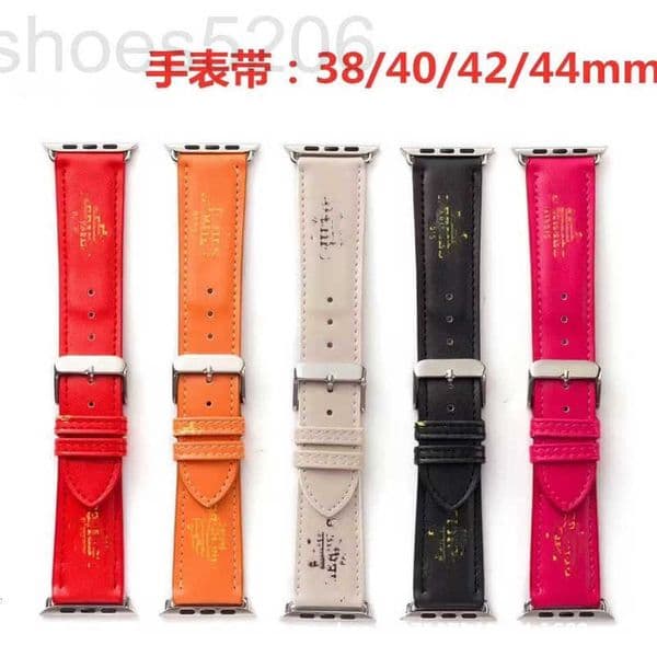 Leather lattice Apple Watch Band 38 40 41 42 44 45 49 mm Flower stamp Smart Watches Strap Wristband For Iwatch 8 7 6 5 4 SE Designer letter Watchbands