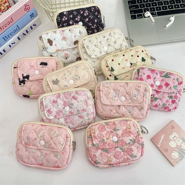 Cartoon Floral Multi-functional Sorting Bag ID Card Bag Key Change Bag