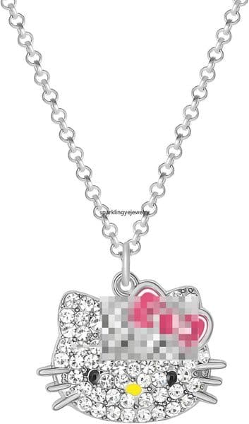 Designer Necklace for Women Pave Crystal Pendant Necklace for Women, 16"+3" Sparkly Necklace with Enamel Plating