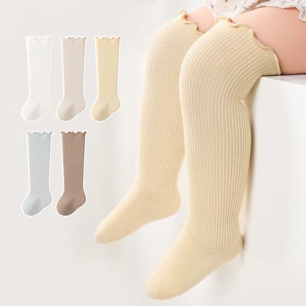 Baby Stockings Solid Color Long Tube Socks Lace Cuff born High Knee 260414