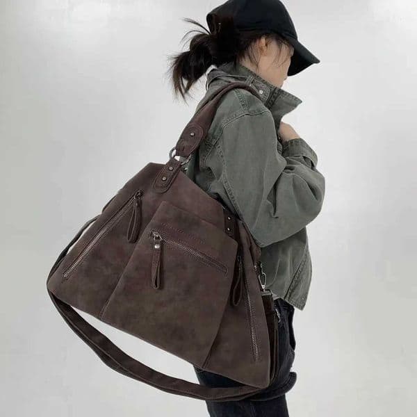 Y2K Millennium Spicy Matte Tote Bag Large Capacity Multi Pocket Personalized Street Cross Shoulder Bag H260414