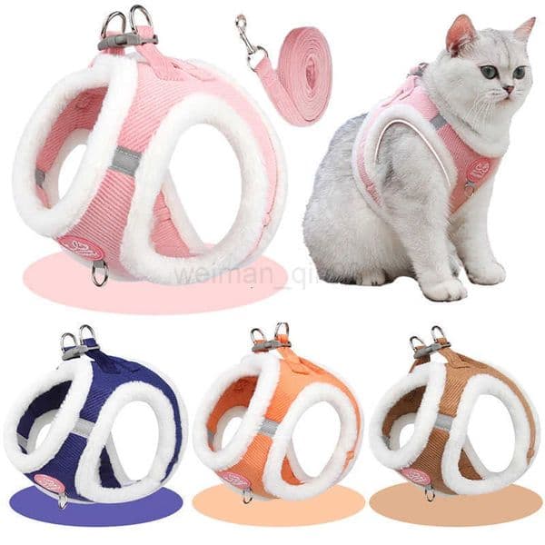 Autumn and Winter Warm Chihuahua Dog Harness with Fur Pet Harness and Leash Set for Walking Dogs Puppy Yorkies Mascotas Accessories H260415