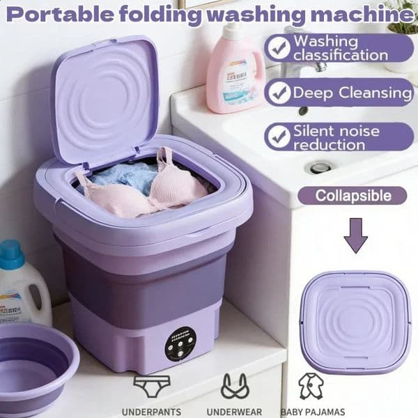 Folding Portable Washing Machine Big Capacity with Spin Dryer Bucket for Clothes Travel Home Underwear Socks Mini Washer 260413