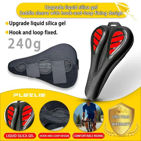 Plselis silicone saddle, hollow and breathable, mountain bike cushion cover, bicycle parts.