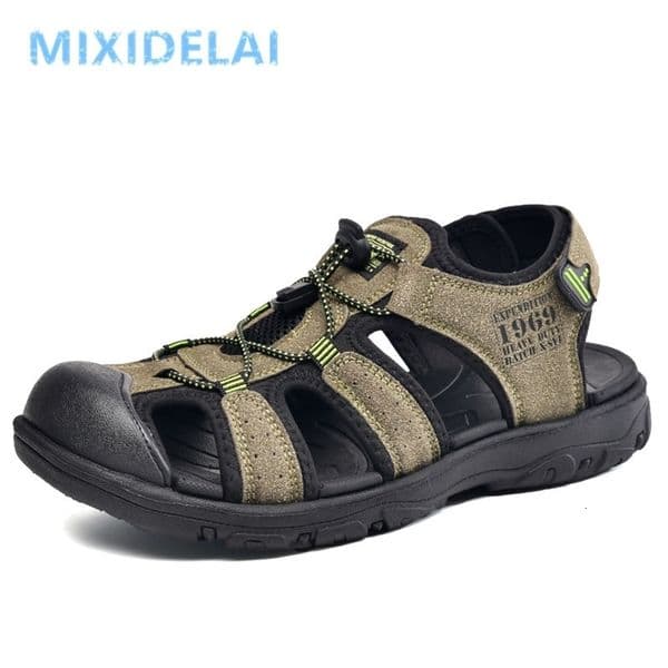 Casual Men Outdoor Sandals Summer Breathable Flat Sole Beach Shoes Comfort Soft Walking Hiking Sandals Athletic Male Shoes 260414