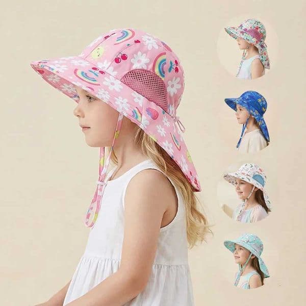 Side net fabric childrens sun hat with side mesh sun hat for protection from the sun sunshade shawl hat original large brim Z260415