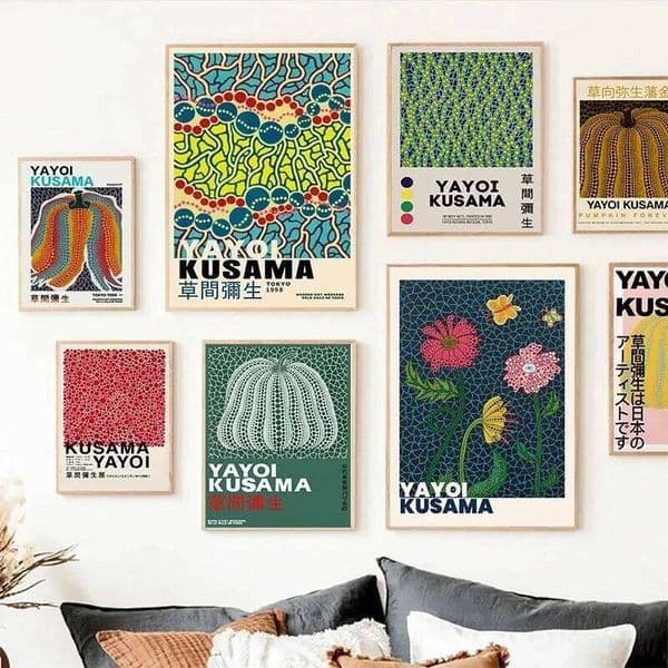 Yayoi Kusama Canvas Painting Japanese Abstract Artwork Poster and Print Wall Art Picture for Home Decoration Cuadros Unframed 26H0415
